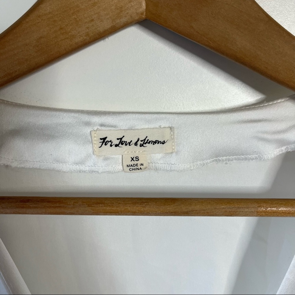For Love and lemons Isabella ivory satin ruched long sleeve top - Picture 6 of 8